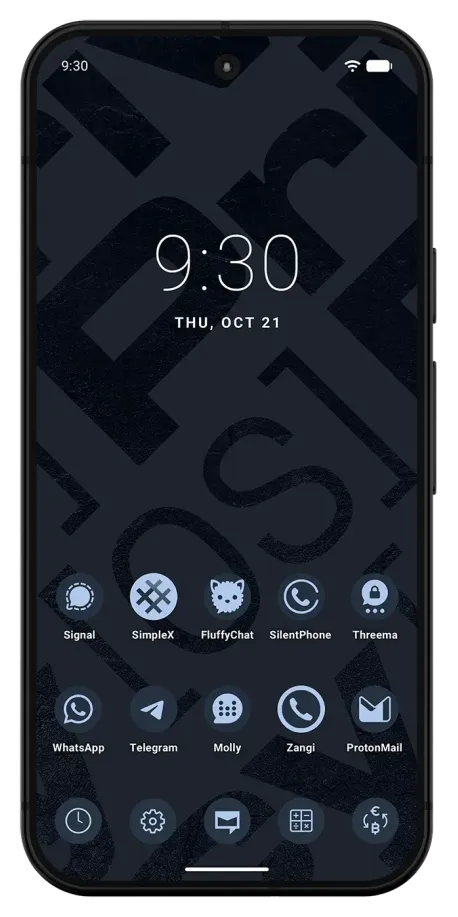 Privacy OS homescreen