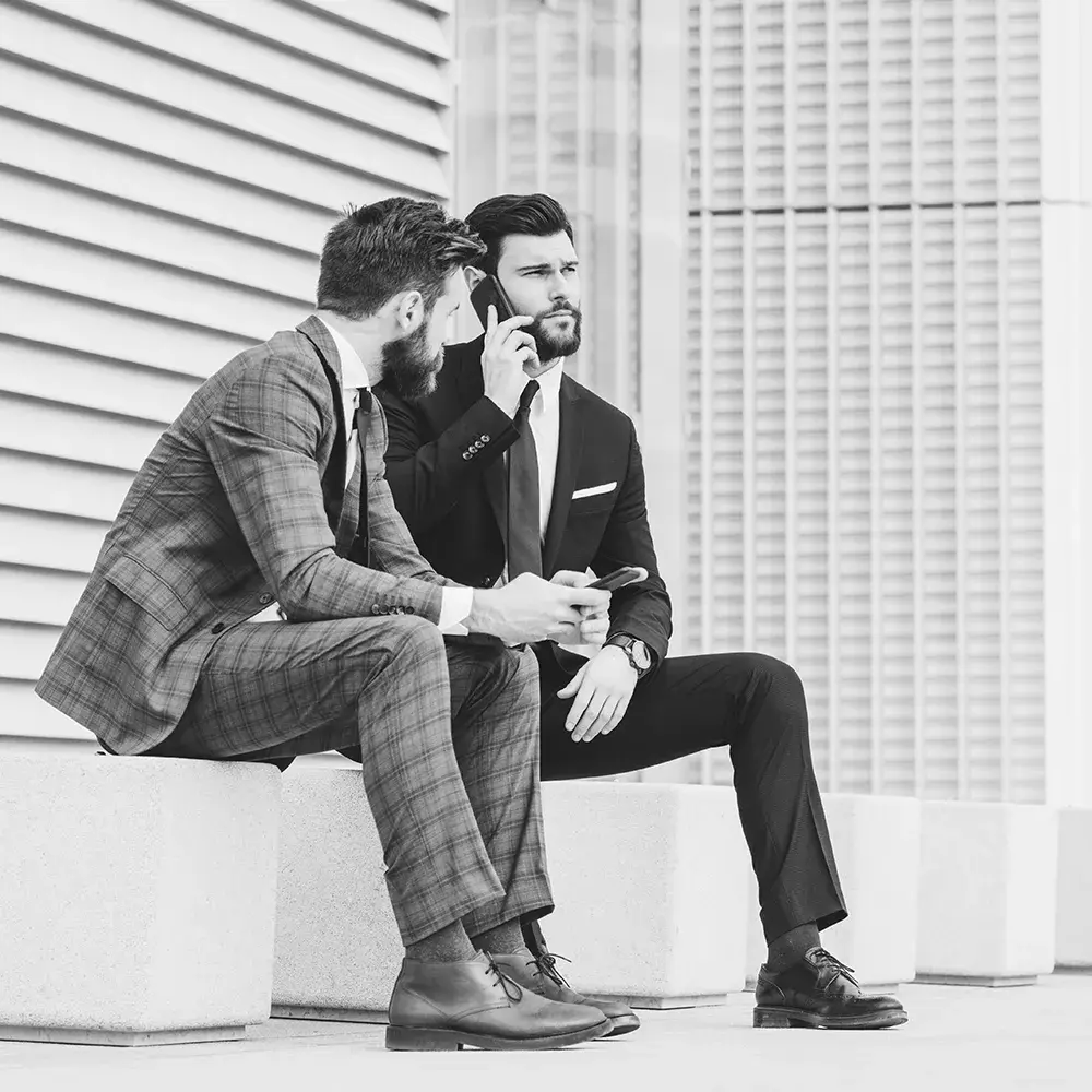Financial managers on their phones